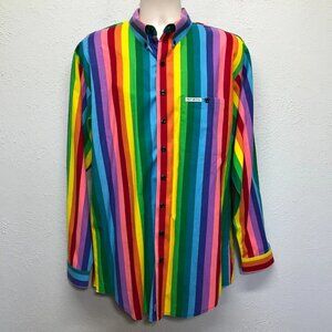 Vintage Mo Betta Sevens Collection Shirt Mens L Button Down Striped Long Sleeve